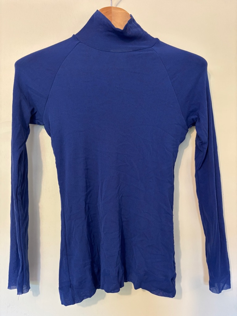 Weston Wear Electric Blue Sheer Turtleneck Size Small Nylon Bodycon Artsy Mesh